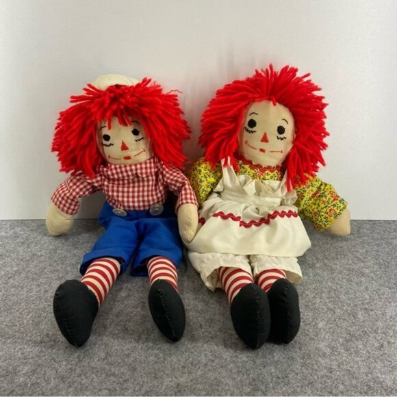 Vintage Raggedy Ann and Andy Plush Toy Dolls 16 inches - Picture 11 of 11